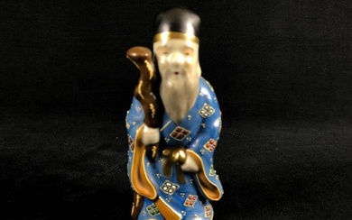 Rare Vintage Kutani 1960's Hand Painted Porcelain Gods of Good Fortune Figure Jurojin