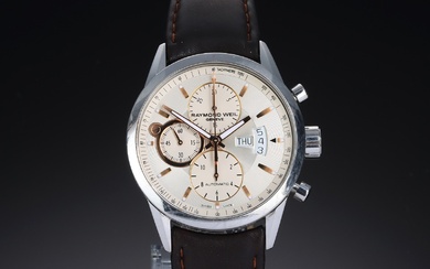 Raymond Weil 'Freelancer'. Men's steel chronograph with bright dial, 2010s