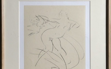 Reuben Nakian, Nymph and Goat 4 (Black) from Myths and Legends, Drypoint Etching with Chine Colle