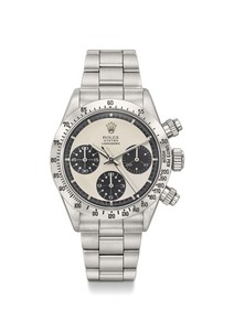 Rolex. A very fine and extremely rare stainless steel chronograph wristwatch with bracelet, SIGNED ROLEX, OYSTER COSMOGRAPH, “PAUL NEWMAN PANDA” MODEL, REF. 6265, CASE NO. 2’849’195, CIRCA 1971