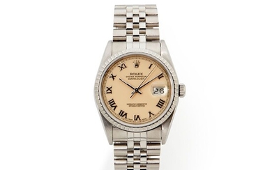 Rolex, Datejust, Réf. 16220, n° X72xxxxx, vers 1991. Une très belle montre en acier, rare...
