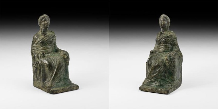 Roman Statuette of Cybele Seated with Lion