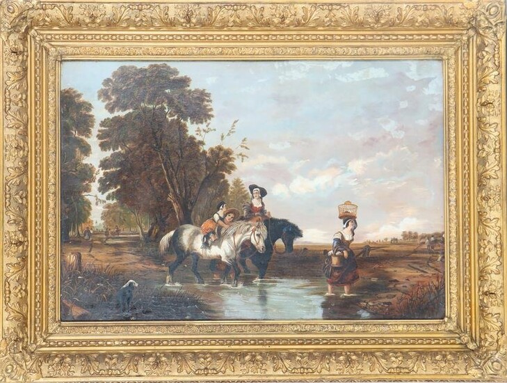 Rural Landscape w Figures, British, Oil/Canvas