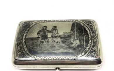 Russian silver snuffbox with niello.
