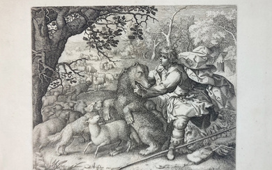 SERWOUTERS, Pieter (1591-1657). (David's Fight with the Lion). C.J. Visscher,...