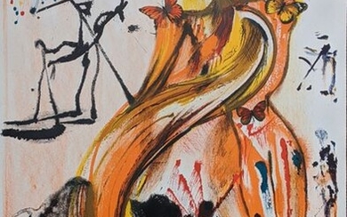 Salvador Dali (espagnol, 1904-1989), Papillon et torero, lithographie sur papier, signée au crayon en bas...