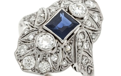 Saphir-Altschliff-Diamant-Ring