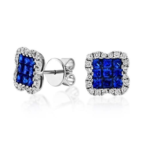 Sapphire Earrings set with 1.62ct. sapphires and 0.44 ct. di...