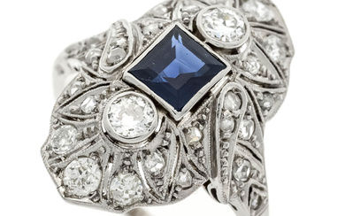 Sapphire old-cut diamond ring