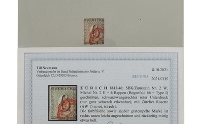 Schweiz 1843 - Zürich /gestempelt, Kat-Wert: 1.500,-€