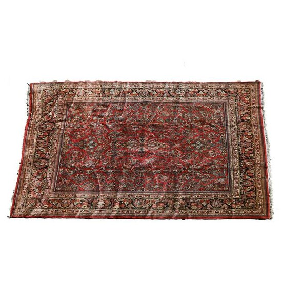 Semi Antique Persian Red Ground Sarouk Carpet.
