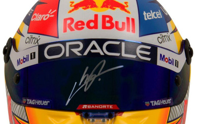 Sergio Perez Signed Red Bull 2022 1:2 Scale Racing Mini Helmet (Beckett)
