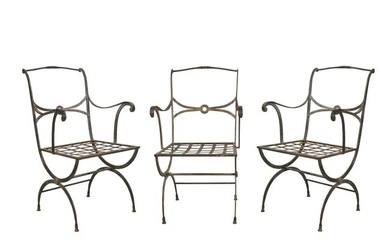 Set of Vintage French Iron Patio Armchairs