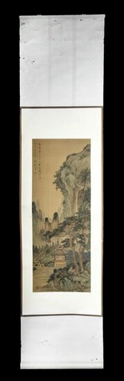 Signed Mid 20th C. Chinese Scroll - Pagoda in Landscape
