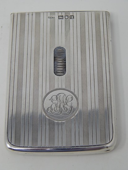 Silver Card Case with Hinged Top & Slide Action: Hallmarked ...