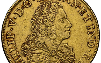 Spain: , Philip V gold 8 Escudos 1730-S XF45 NGC,...