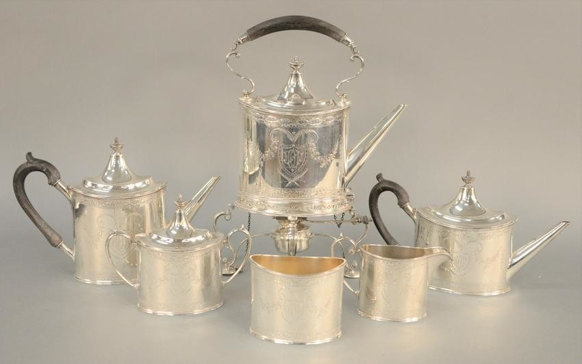 Sterling Silver Six Piece Tea and Coffee Set, George II