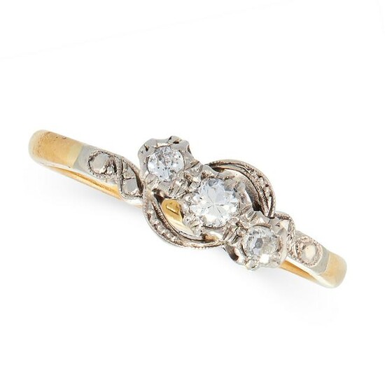 THREE DIAMOND DRESS RINGS in 18ct yellow gold and