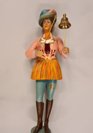Tall Organ Statue of a Woman with a Bell