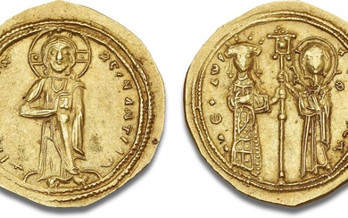 Theodora, 1055–1056, Constantinople, Histamenon, Christ standing / Empress and Maria standing holding...