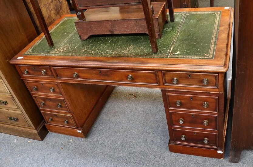 A late 19th/early 20th century mahogany writing desk with...