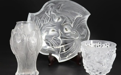 Three Lalique France Crystal Vases / Bowls