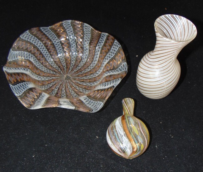 Three piece grouping of Murano glass