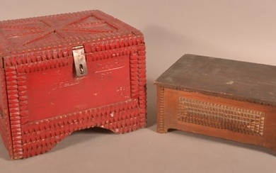 Two Antique/Vintage Tramp Art Boxes.