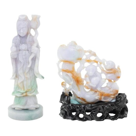 Two Chinese Jade Jadeite Statues