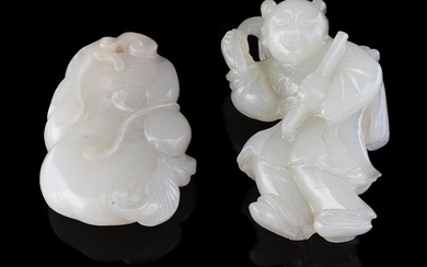 Two Chinese white or pale celadon carvings