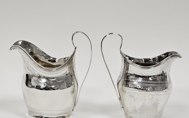 Two George III silver cream jugs, one probably by John Merry...
