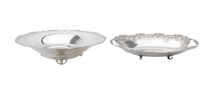 Two Italian silver coloured large dishes