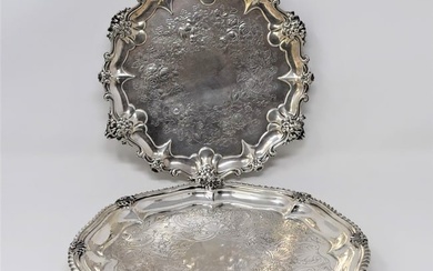 Two antique English STERLING SILVER salvers