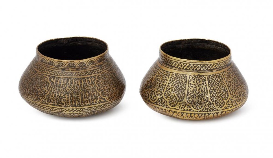 Two small Veneto-Saracenic brass inlaid bowls, probably...