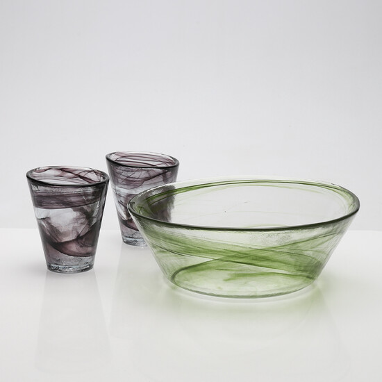 ULRICA HYDMAN-VALLIEN. bowl and glass, 3 parts, Kosta Boda.