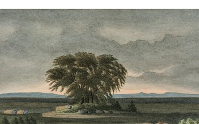 Unknown (19th), Gathering storm over landscape with oak tree, around 1890, Watercolor