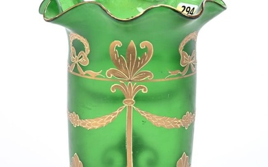 Vase, Green Iridescent Art Glass