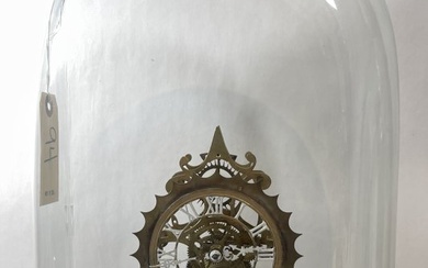 Victorian Brass Skeleton Clock under Dome
