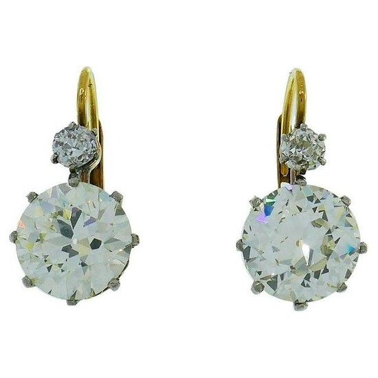 Victorian Diamond Silver 18k Gold Drop Stud Earrings