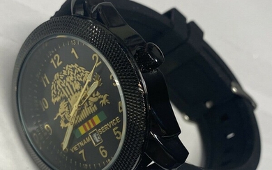 Vietnam Veteran Men's Black Date Watch Excellent Condition New Battery Engraved