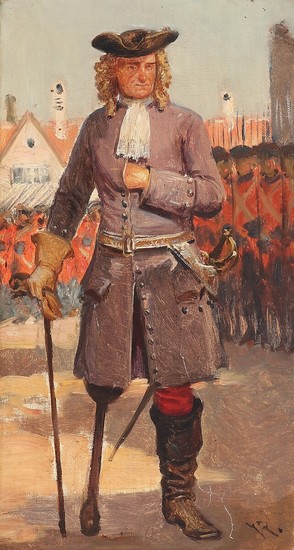 Vilhelm Rosenstand: A study of Michael Tønder. Signed with monogram. Oil on canvas. 40×22 cm.