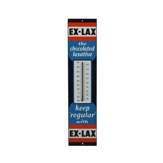 Vintage Advertising Enamel Ex-Lax Sign Thermometer.