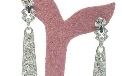 Vintage Diamond & Sapphire Drop Dangle Earrings in
