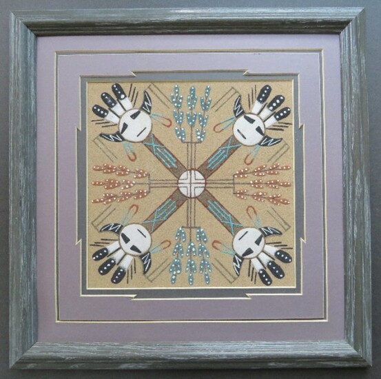 Vintage Navajo Native American Sand Painting, signed