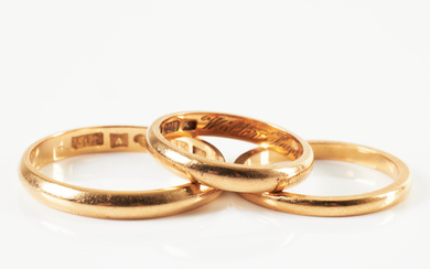 WEDDING RINGS, 3 pcs., 18 k gold.