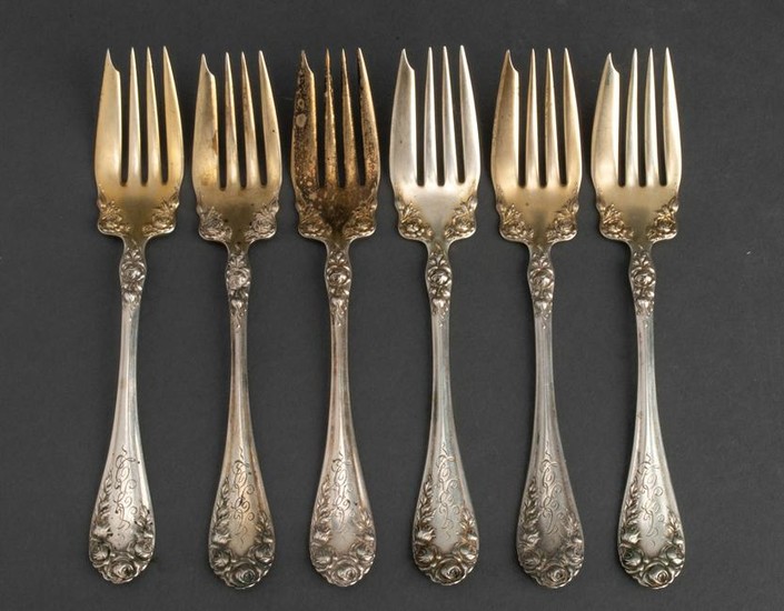 Wallace Rose Pattern Sterling Silver Forks, 6