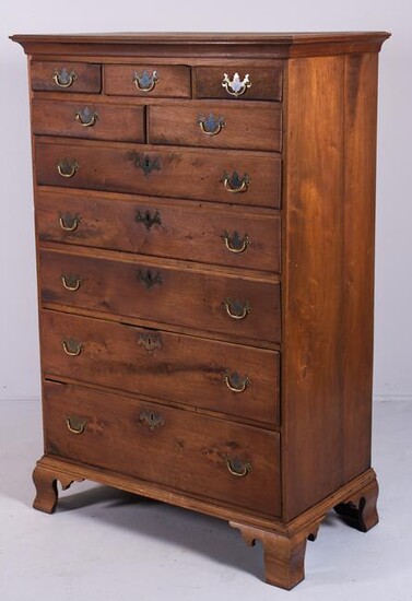Walnut Chippendale tall chest, 18th c