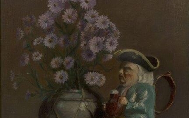 West Country School, early-20th century- Flowers and a porcelain ornament; oil on canvas, 45 x 41 cm. Provenance: Christie's, London, 29th July 1988, lot 75; Private Collection, UK