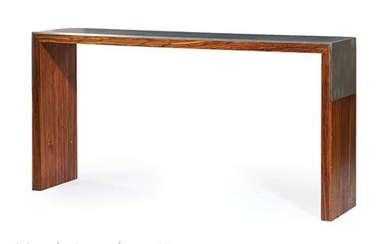 Zebra Wood and Steel Console Table by Lee Ledbetter