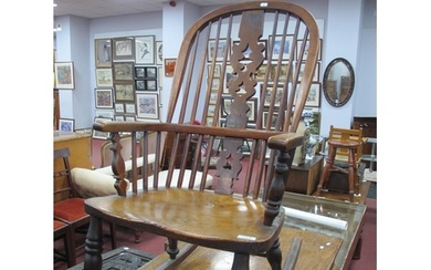 XIX Century Ash & Elm Rocking Chair, with pierced central sp...
